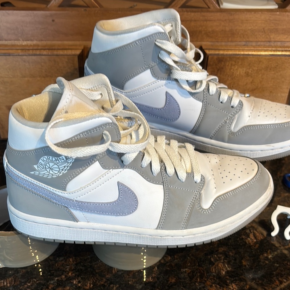 Nike Air Jordan Gray and White Women’s Sneakers with light purple Swoosh size 9